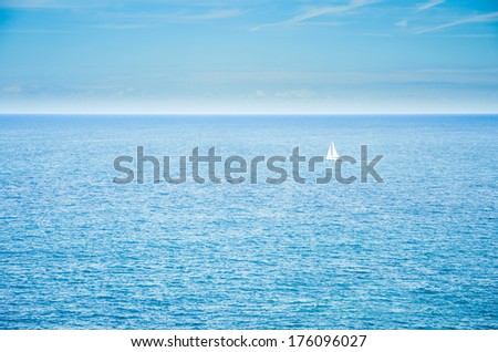 Alone Ship In Blue Sea Alone Ship In Blue Sea Stock Photo 176096027