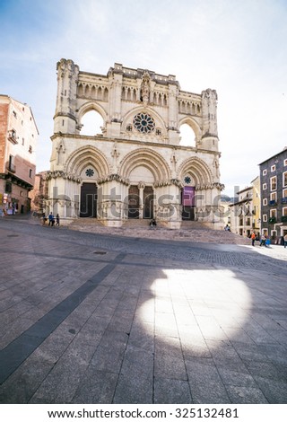 CUENCA, SPAIN - APRIL 29: Cuenca Cathedral and holy week on April 29, 2015 in Cuenca, Spain. Basilica of Our Lady of Grace was built from 1182 to 1270
