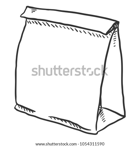 Vector Single Sketch Paper Bag for Grocery Shopping