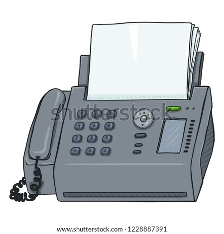 Vector Cartoon Fax Machine. Office Telephone