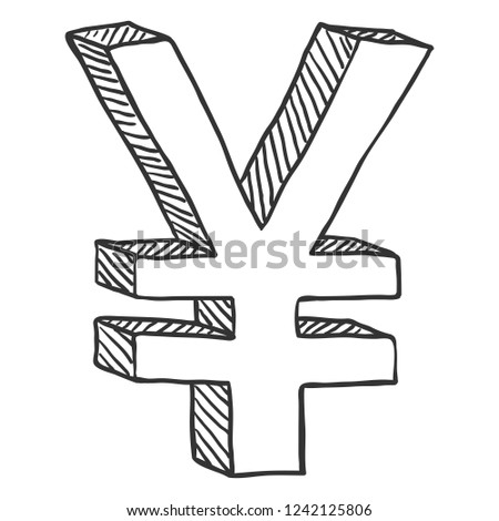 Vector Sketch Currency Symbol. Japanese Yen Sign.