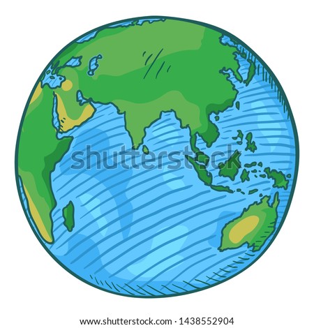 Vector Single Cartoon Color Globe Earth Illustration on Isolated Background