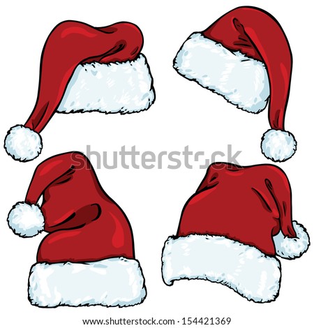 Vector Set Of Cartoon Santa Claus Hats - 154421369 : Shutterstock