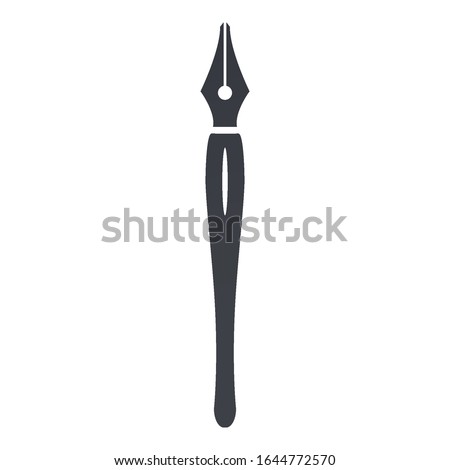 Vector Black Silhouette Icon - Calligraphic Pen on White Background