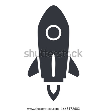 Start Up Icon. Vector Black Silhouette Icon - Flying Space Rocket