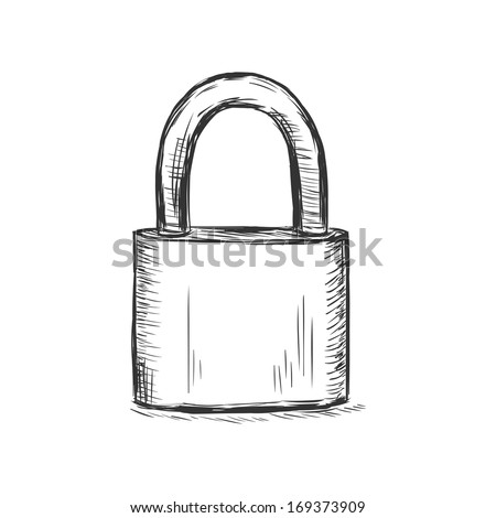 vector sketch illustration - padlock