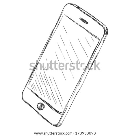 Vector sketch illustration - smartphone with touchscreen display