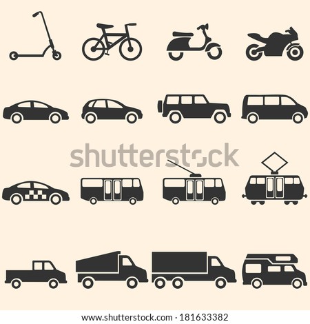 Vector Set of Ground Transportation Icons