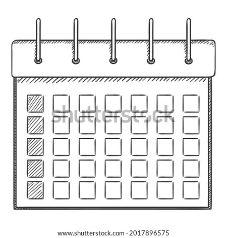 Sketch Calendar without Dates. Vector Hand Drawn Illustration