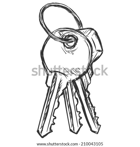 Vector Sketch Bunch of Three Modern Keys