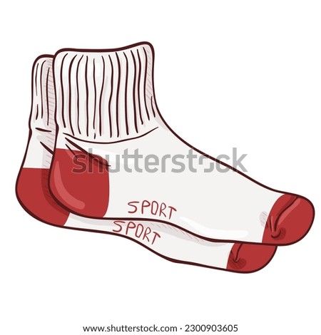 Vector Cartoon Illustration - Sport Style Red and White Socks