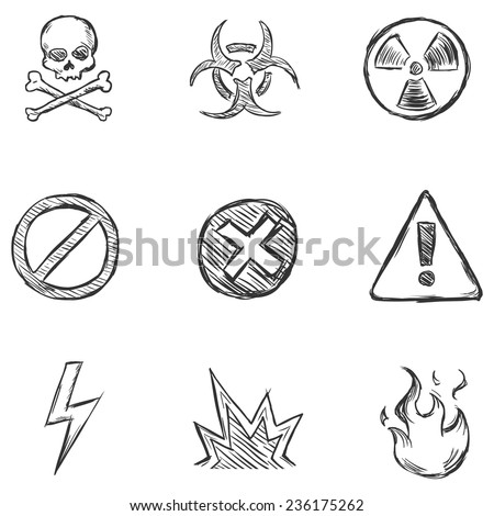 Vector Set of Sketch Warning  Icons