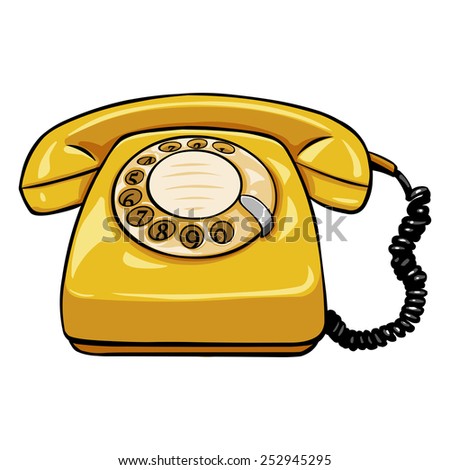 Vector Single Cartoon Yellow Retro Rotary Telephone - 252945295 ...