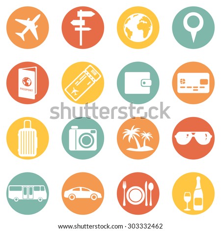 Vector Set of Travel and Vacation Icons.