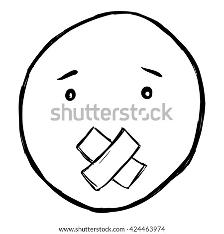 Vector Single Sketch Emoticon - Keeping Silence Smiley