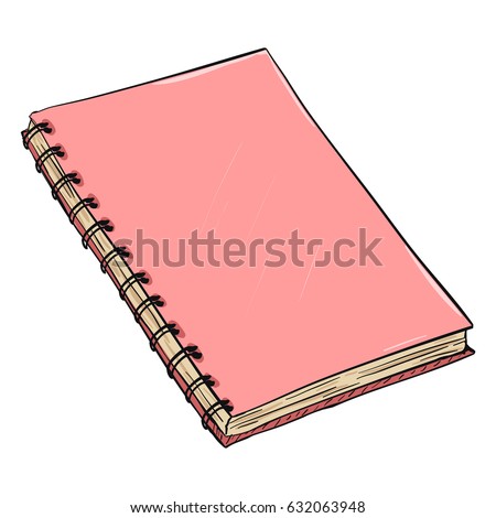 Vector Single Cartoon Pink Spiral Notebook on White Background