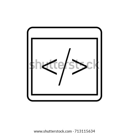 Vector Single Outline Icon - Programming Source Code