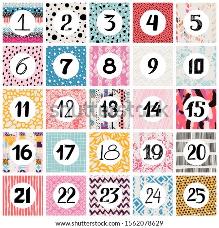 Advent calendar. Set of cards with dates