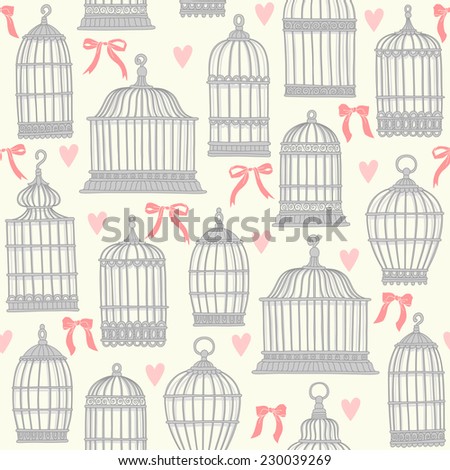 Seamless pattern with birdcages.