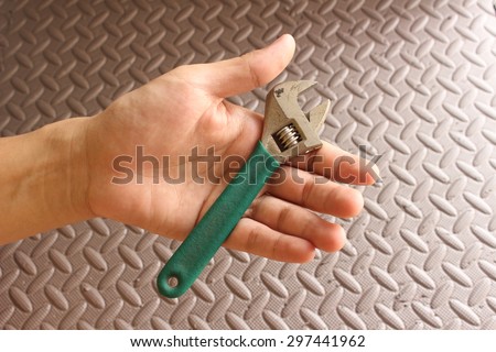Man hand holding a wrench