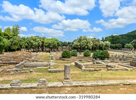 Ruin of Olympia; the birth place of Olympic games in Katakolon, Greece.