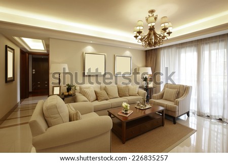 interior of beige living room