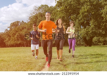 Group of people jogging.