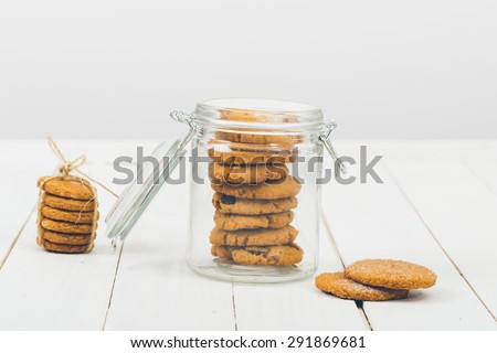 Cookies in jar. Small depth of field and selective focus.