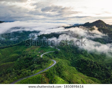 Similar – Foto Bild Nebel über asphaltierter Bergstraße