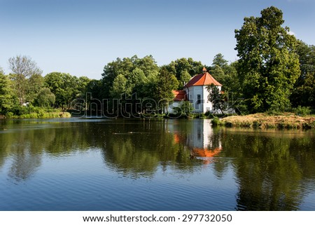 Church on the water in Zwierzyniec, Poland