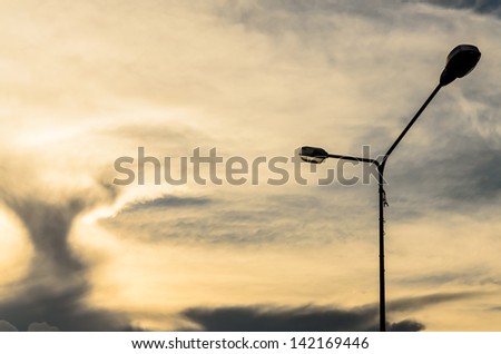 public light pole on dim sky