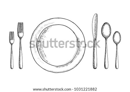 Dish With Cutlery - Download Free Vector Art, Stock Graphics & Images Dish With Cutlery - Download Free Vector Art, Stock Graphics & Images