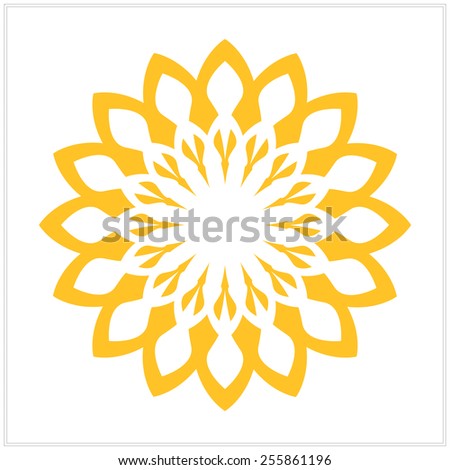 flower, yellow sun on a white background