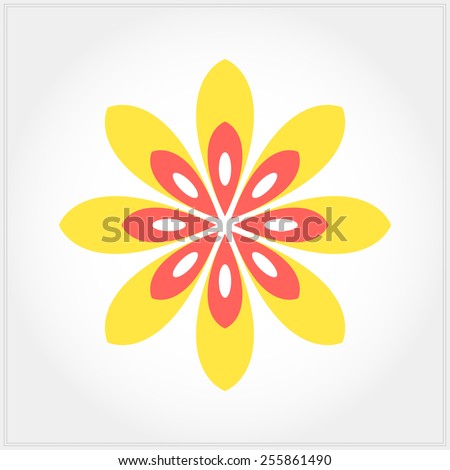 flower, yellow-pink, vector