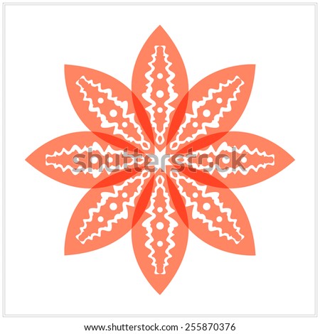 flower, pink with white pattern, vector