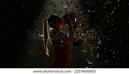 Similar – Image, Stock Photo Unrecognizable female athlete with mobile phone