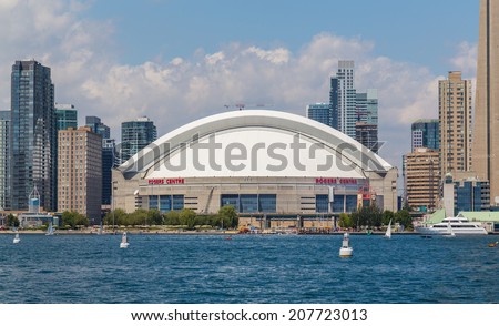 TORONTO, CANADA - 27TH JULY 2014: The Rogers Centre from Lake Ontario during the day