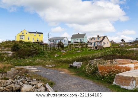 PEGGY\'S COVE, CANADA - 23RD AUGUST 2014: Colorful houses in Peggy\'s Cove