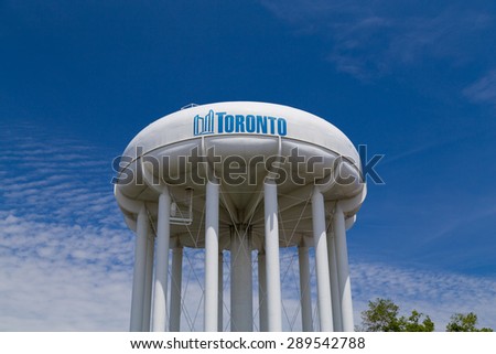 TORONTO, CANADA - 17TH JUNE 2015: A closeup to a structure with the words and logo of Toronto on it.