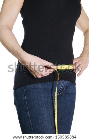 Similar – Image, Stock Photo Anonymous woman taking measurements in a wired dummy