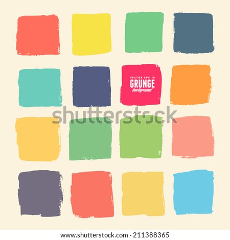 Grunge ink hand-drawn colorful squares