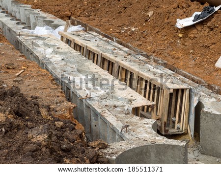 Pre formwork for pouring concrete foundations pipeline modern treatment facilities for industrial new commercial construction project