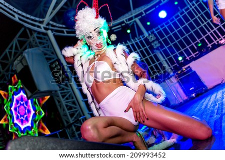 ODESSA - JUNE 18: Night Club is a brand new light show new things to do for visitors, vacationers in the summer holiday season, June 18, 2014, Odessa, Ukraine