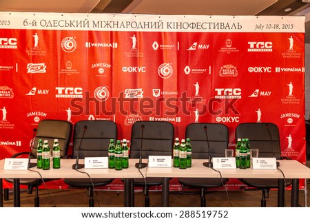 ODESSA, UKRAINE - JUNE 18 2015: Press Conference Victoria Tigipko. 6th Odessa International Film Festival. Hall press conference in anticipation of speakers