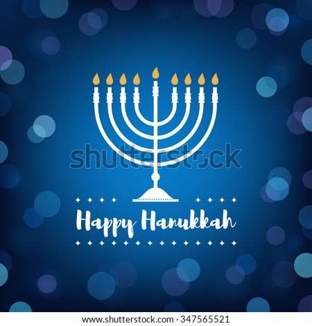 Hanukkah Candles on Bokeh Background. 