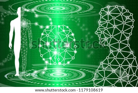 abstract background technology concept in green light,human body heal,technology modern medical science in future and global international medical with tests analysis clone DNA human