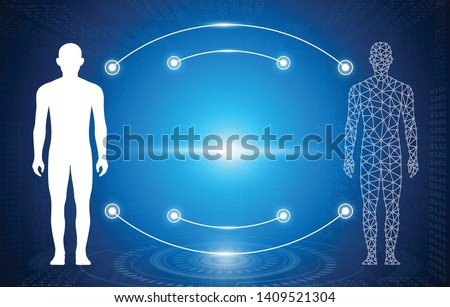 abstract background technology concept in blue light,brain and human body heal ,technology modern medical science in future and global international medical with tests analysis clone DNA human