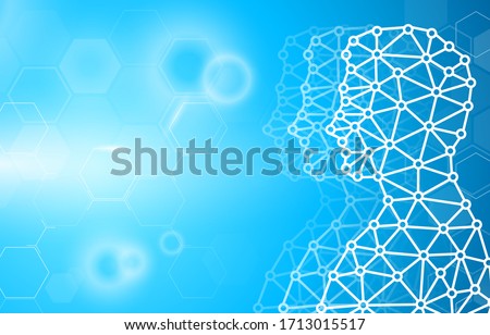 abstract background technology concept in blue light,brain and human body heal ,technology modern medical science in future and global international medical with tests analysis clone DNA human