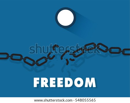 broken steel chain freedom concept