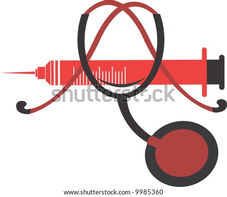 A Symbol Of Needle And Stethoscope Stock Vector Illustration 9985360 ...